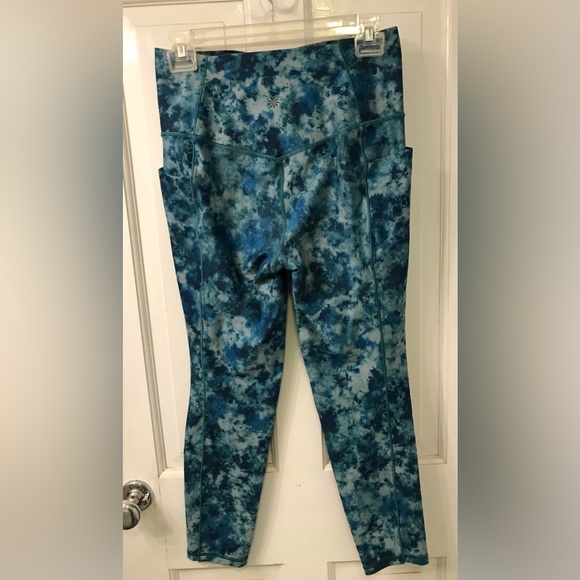 Athleta Salutation Stash 7/8 tight M turquoise blue tie-dye NWOT - Picture 5 of 15